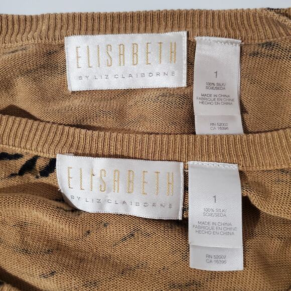 Elizabeth Liz Claiborne 100% Silk Tiger Animal Print Sweater Set Womens Size L - Picture 7 of 9